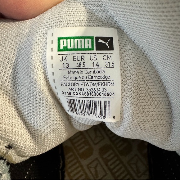 Puma Suede Classic Sneakers Black White Retro Men's Size 14 - Picture 8 of 8